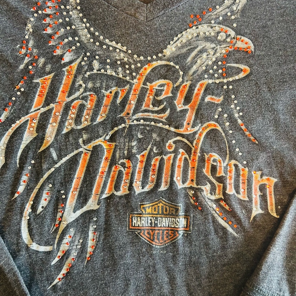 Harley-Davidson Bedazzled Graphic Long Sleeve Tee Size XL - Picture 2 of 6